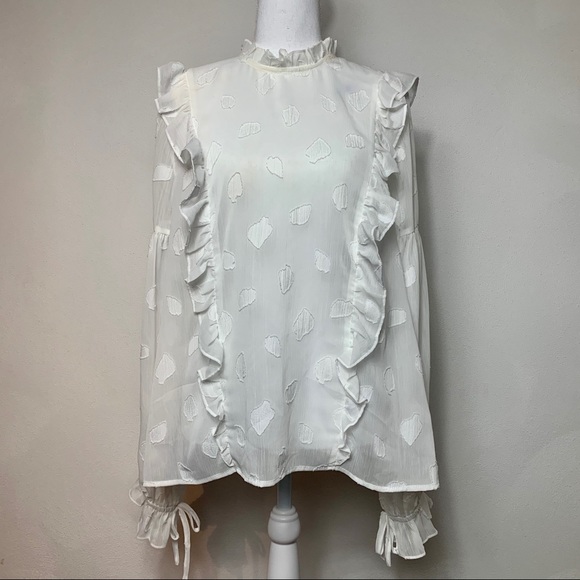 Ellison Tops - SALE Ellison Sheer High Collar Polka Dot  Bib Top